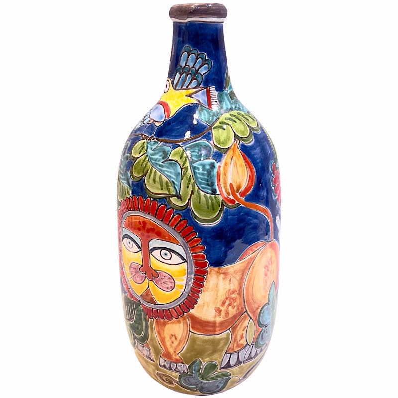 Lion in Garden Narrow Top Vase, ceramics, pottery, italian design, majolica, handmade, handcrafted, handpainted, home decor, kitchen art, home goods, deruta, majolica, Artisan, treasures, traditional art, modern art, gift ideas, style, SF, shop small business, artists, shop online, landmark store, legacy, one of a kind, limited edition, gift guide, gift shop, retail shop, decorations, shopping, italy, home staging, home decorating, home interiors