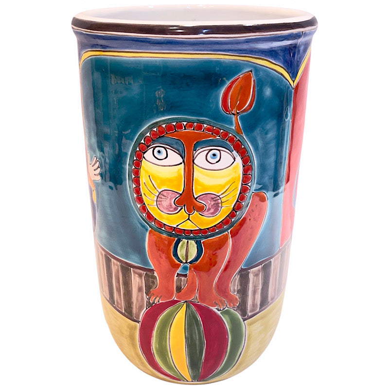 The Circus Traditional Vase, ceramics, pottery, italian design, majolica, handmade, handcrafted, handpainted, home decor, kitchen art, home goods, deruta, majolica, Artisan, treasures, traditional art, modern art, gift ideas, style, SF, shop small business, artists, shop online, landmark store, legacy, one of a kind, limited edition, gift guide, gift shop, retail shop, decorations, shopping, italy, home staging, home decorating, home interiors