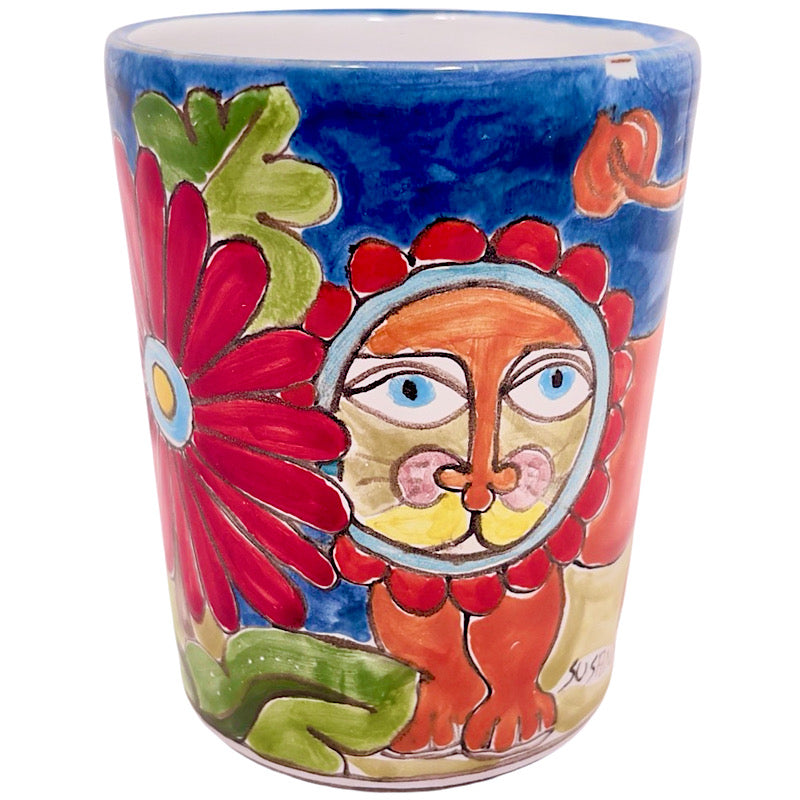 Lion in the Garden Mug, ceramics, pottery, italian design, majolica, handmade, handcrafted, handpainted, home decor, kitchen art, home goods, deruta, majolica, Artisan, treasures, traditional art, modern art, gift ideas, style, SF, shop small business, artists, shop online, landmark store, legacy, one of a kind, limited edition, gift guide, gift shop, retail shop, decorations, shopping, italy, home staging, home decorating, home interiors