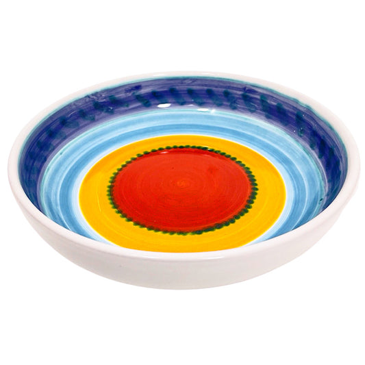 Rainbow Blues Rings Pasta Bowl, ceramics, pottery, italian design, majolica, handmade, handcrafted, handpainted, home decor, kitchen art, home goods, deruta, majolica, Artisan, treasures, traditional art, modern art, gift ideas, style, SF, shop small business, artists, shop online, landmark store, legacy, one of a kind, limited edition, gift guide, gift shop, retail shop, decorations, shopping, italy, home staging, home decorating, home interiors