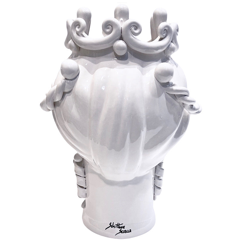 Modern Moro Moorish Head, White, ceramics, pottery, italian design, majolica, handmade, handcrafted, handpainted, home decor, kitchen art, home goods, deruta, majolica, Artisan, treasures, traditional art, modern art, gift ideas, style, SF, shop small business, artists, shop online, landmark store, legacy, one of a kind, limited edition, gift guide, gift shop, retail shop, decorations, shopping, italy, home staging, home decorating, home interiors