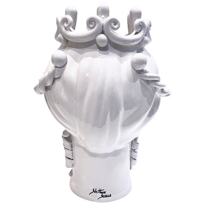 Modern Moro Moorish Head, White, ceramics, pottery, italian design, majolica, handmade, handcrafted, handpainted, home decor, kitchen art, home goods, deruta, majolica, Artisan, treasures, traditional art, modern art, gift ideas, style, SF, shop small business, artists, shop online, landmark store, legacy, one of a kind, limited edition, gift guide, gift shop, retail shop, decorations, shopping, italy, home staging, home decorating, home interiors