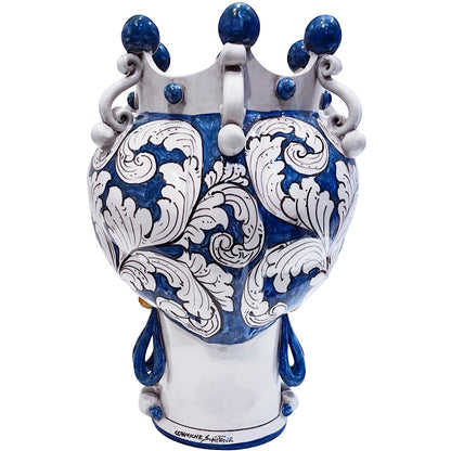 Regina Blue Flourish Moorish Head, ceramics, pottery, italian design, majolica, handmade, handcrafted, handpainted, home decor, kitchen art, home goods, deruta, majolica, Artisan, treasures, traditional art, modern art, gift ideas, style, SF, shop small business, artists, shop online, landmark store, legacy, one of a kind, limited edition, gift guide, gift shop, retail shop, decorations, shopping, italy, home staging, home decorating, home interiors