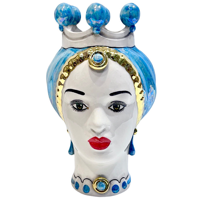 Modern Regina Iridescent Blue Moorish Head - Small