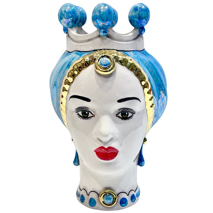 Modern Regina Iridescent Blue Moorish Head - Small