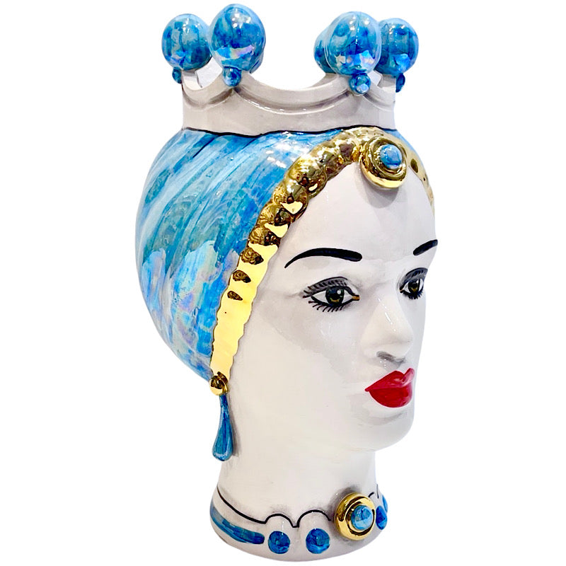 Modern Regina Iridescent Blue Moorish Head - Small