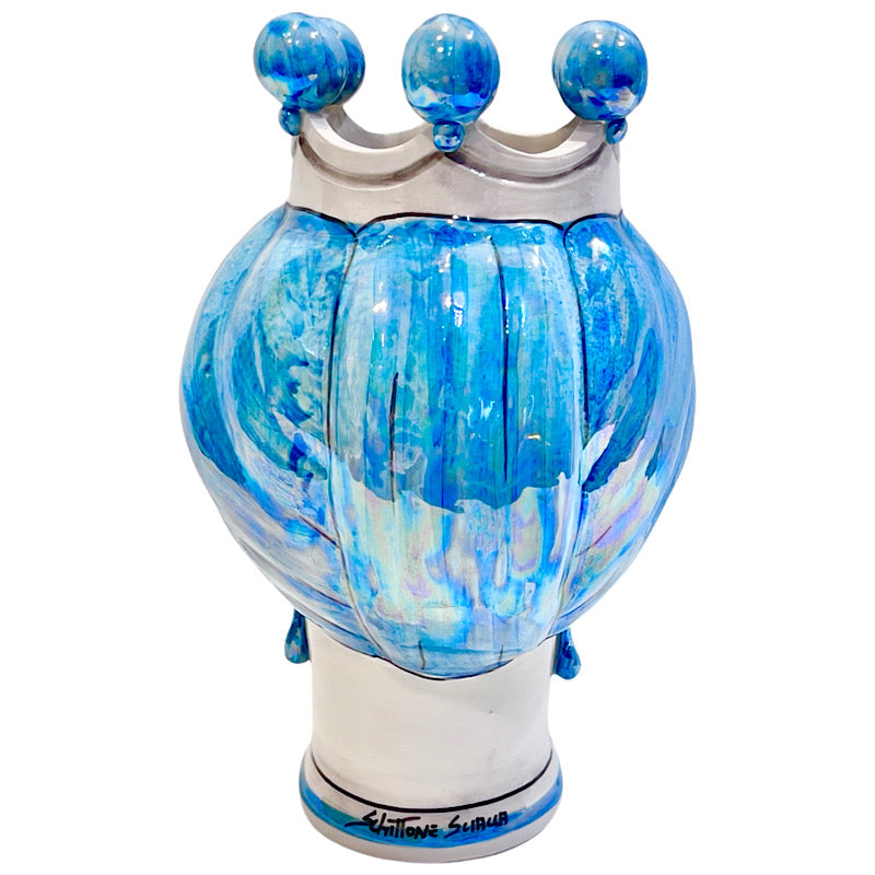 Modern Regina Iridescent Blue Moorish Head - Small