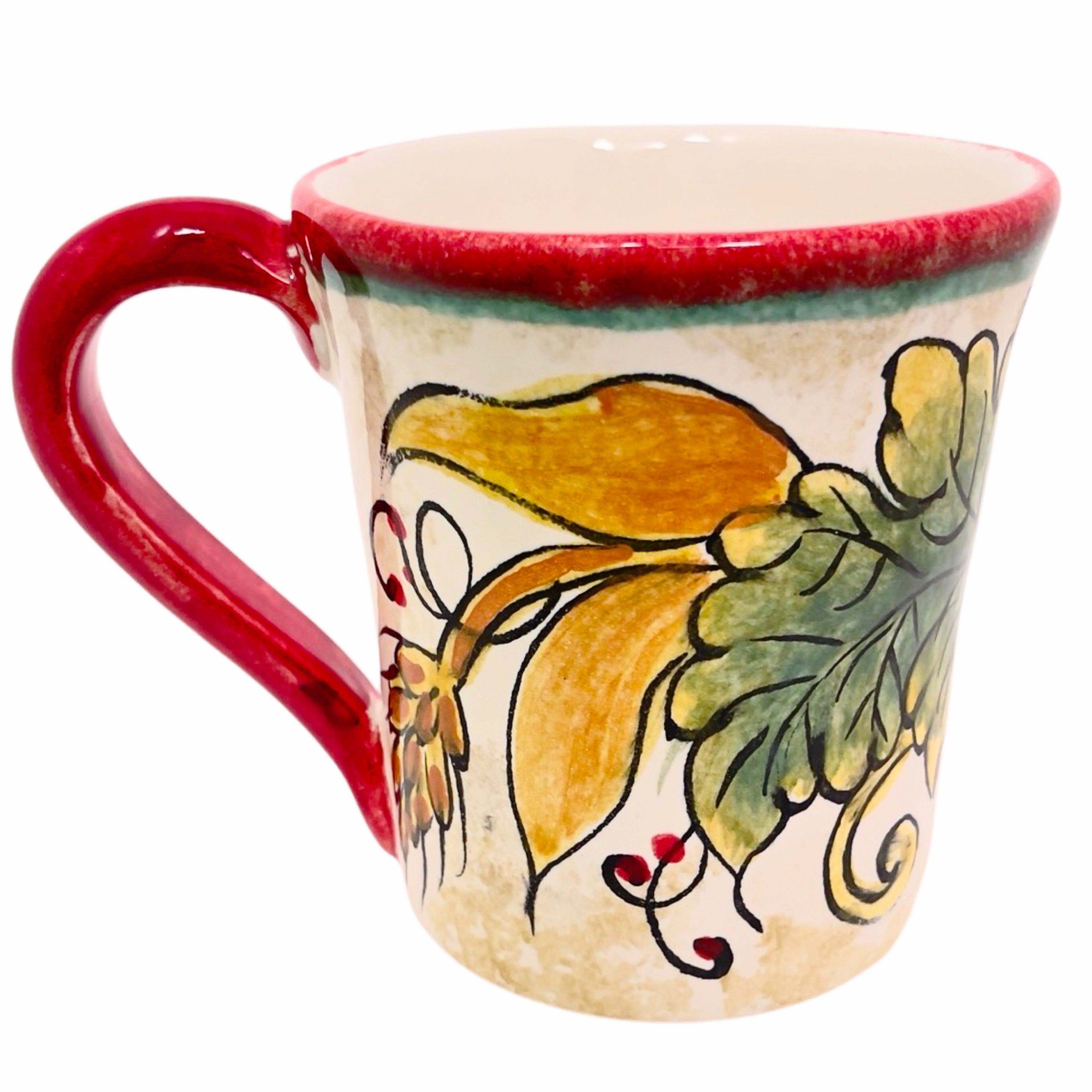 Poppy Mug, ceramics, pottery, italian design, majolica, handmade, handcrafted, handpainted, home decor, kitchen art, home goods, deruta, majolica, Artisan, treasures, traditional art, modern art, gift ideas, style, SF, shop small business, artists, shop online, landmark store, legacy, one of a kind, limited edition, gift guide, gift shop, retail shop, decorations, shopping, italy, home staging, home decorating, home interiors