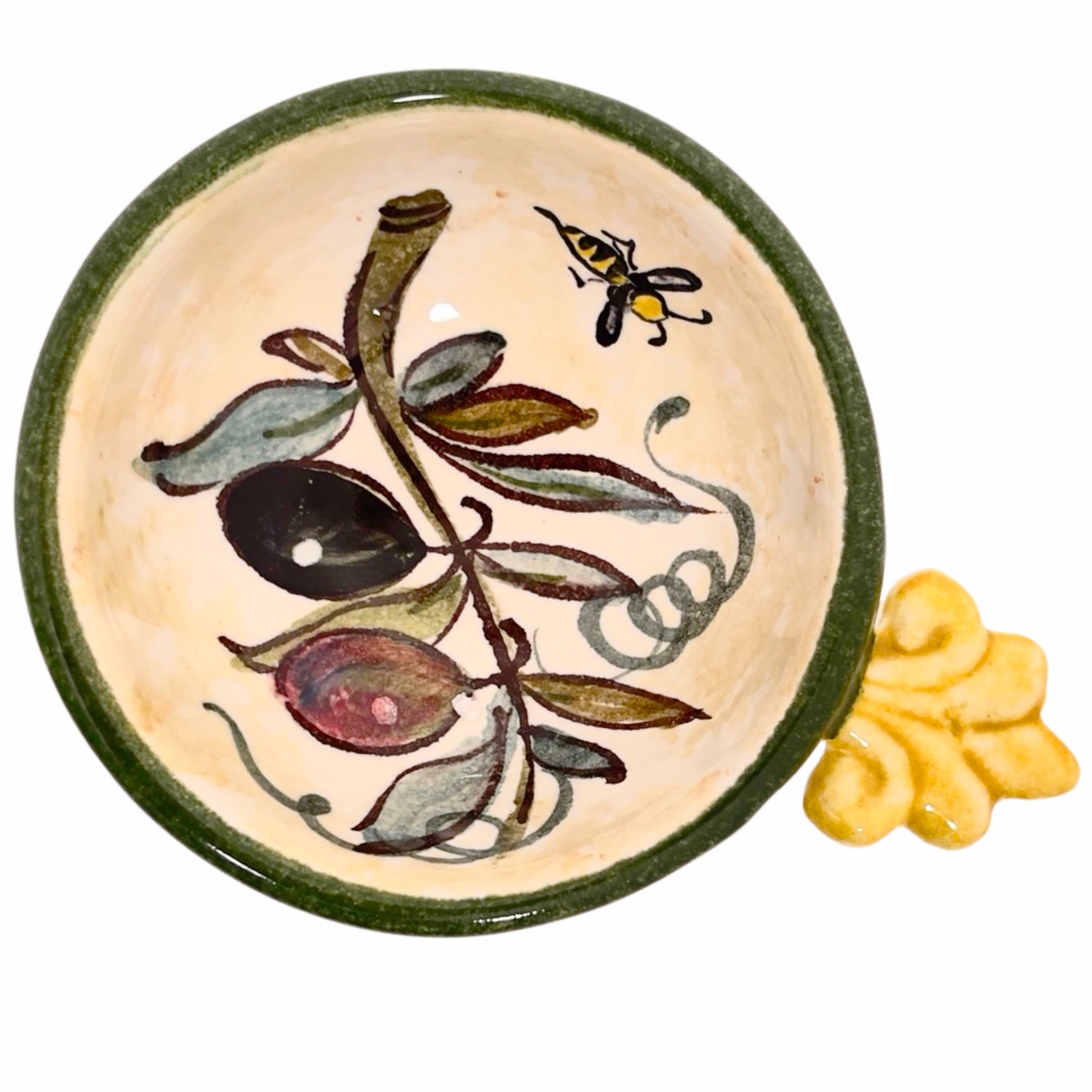 Olive Condiment Bowl, ceramics, pottery, italian design, majolica, handmade, handcrafted, handpainted, home decor, kitchen art, home goods, deruta, majolica, Artisan, treasures, traditional art, modern art, gift ideas, style, SF, shop small business, artists, shop online, landmark store, legacy, one of a kind, limited edition, gift guide, gift shop, retail shop, decorations, shopping, italy, home staging, home decorating, home interiors