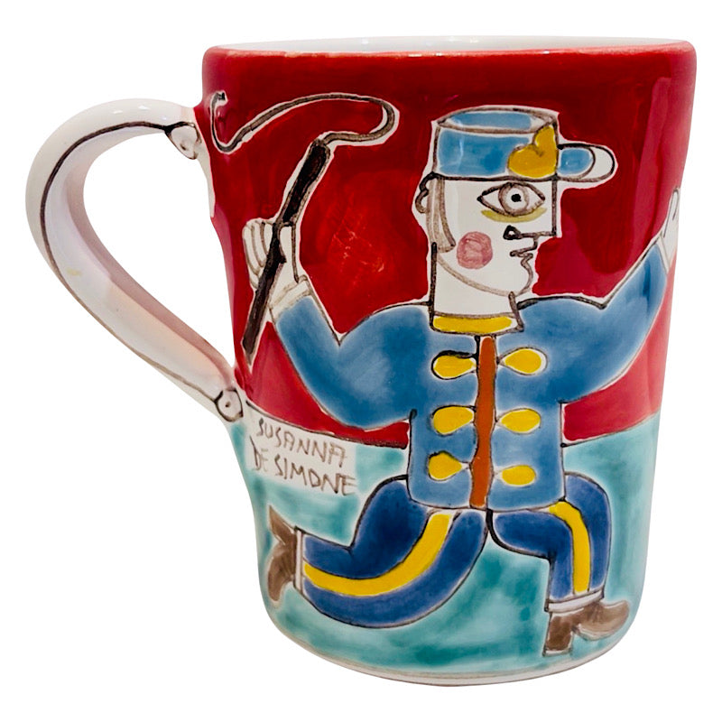 Lion Tamer Mug, ceramics, pottery, italian design, majolica, handmade, handcrafted, handpainted, home decor, kitchen art, home goods, deruta, majolica, Artisan, treasures, traditional art, modern art, gift ideas, style, SF, shop small business, artists, shop online, landmark store, legacy, one of a kind, limited edition, gift guide, gift shop, retail shop, decorations, shopping, italy, home staging, home decorating, home interiors