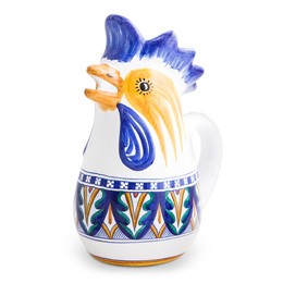 Bordato Rooster Pitcher, 1 Qt. , ceramics, pottery, italian design, majolica, handmade, handcrafted, handpainted, home decor, kitchen art, home goods, deruta, majolica, Artisan, treasures, traditional art, modern art, gift ideas, style, SF, shop small business, artists, shop online, landmark store, legacy, one of a kind, limited edition, gift guide, gift shop, retail shop, decorations, shopping, italy, home staging, home decorating, home interiors
