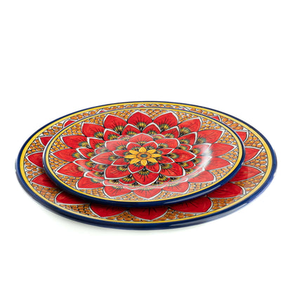 Geribi Salad Plate (PG04) Red Peacock Design, ceramics, pottery, italian design, majolica, handmade, handcrafted, handpainted, home decor, kitchen art, home goods, deruta, majolica, Artisan, treasures, traditional art, modern art, gift ideas, style, SF, shop small business, artists, shop online, landmark store, legacy, one of a kind, limited edition, gift guide, gift shop, retail shop, decorations, shopping, italy, home staging, home decorating, home interiors