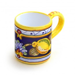 Pia Lemon Mug - 8 Oz., ceramics, pottery, italian design, majolica, handmade, handcrafted, handpainted, home decor, kitchen art, home goods, deruta, majolica, Artisan, treasures, traditional art, modern art, gift ideas, style, SF, shop small business, artists, shop online, landmark store, legacy, one of a kind, limited edition, gift guide, gift shop, retail shop, decorations, shopping, italy, home staging, home decorating, home interiors