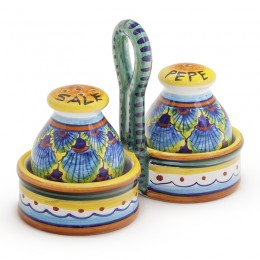 Collectible Majolica Salt and Pepper Set B-61, ceramics, pottery, italian design, majolica, handmade, handcrafted, handpainted, home decor, kitchen art, home goods, deruta, majolica, Artisan, treasures, traditional art, modern art, gift ideas, style, SF, shop small business, artists, shop online, landmark store, legacy, one of a kind, limited edition, gift guide, gift shop, retail shop, decorations, shopping, italy, home staging, home decorating, home interiors
