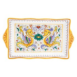 Raffaellesco Rectangular Tray - 15"L, ceramics, pottery, italian design, majolica, handmade, handcrafted, handpainted, home decor, kitchen art, home goods, deruta, majolica, Artisan, treasures, traditional art, modern art, gift ideas, style, SF, shop small business, artists, shop online, landmark store, legacy, one of a kind, limited edition, gift guide, gift shop, retail shop, decorations, shopping, italy, home staging, home decorating, home interiors