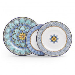 Geribi Dinnerware (PG09) Blues Peacock Design, ceramics, pottery, italian design, majolica, handmade, handcrafted, handpainted, home decor, kitchen art, home goods, deruta, majolica, Artisan, treasures, traditional art, modern art, gift ideas, style, SF, shop small business, artists, shop online, landmark store, legacy, one of a kind, limited edition, gift guide, gift shop, retail shop, decorations, shopping, italy, home staging, home decorating, home interiors