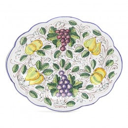 Frutta Platter - Oval, Regular, ceramics, pottery, italian design, majolica, handmade, handcrafted, handpainted, home decor, kitchen art, home goods, deruta, majolica, Artisan, treasures, traditional art, modern art, gift ideas, style, SF, shop small business, artists, shop online, landmark store, legacy, one of a kind, limited edition, gift guide, gift shop, retail shop, decorations, shopping, italy, home staging, home decorating, home interiors