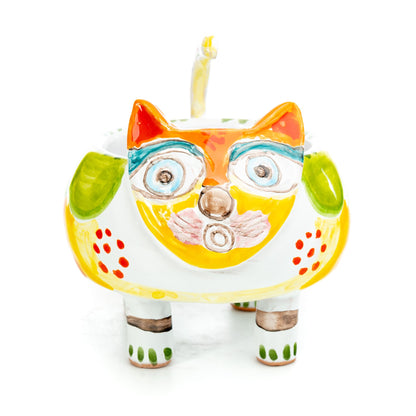 Mini Cat Cachepot, ceramics, pottery, italian design, majolica, handmade, handcrafted, handpainted, home decor, kitchen art, home goods, deruta, majolica, Artisan, treasures, traditional art, modern art, gift ideas, style, SF, shop small business, artists, shop online, landmark store, legacy, one of a kind, limited edition, gift guide, gift shop, retail shop, decorations, shopping, italy, home staging, home decorating, home interiors