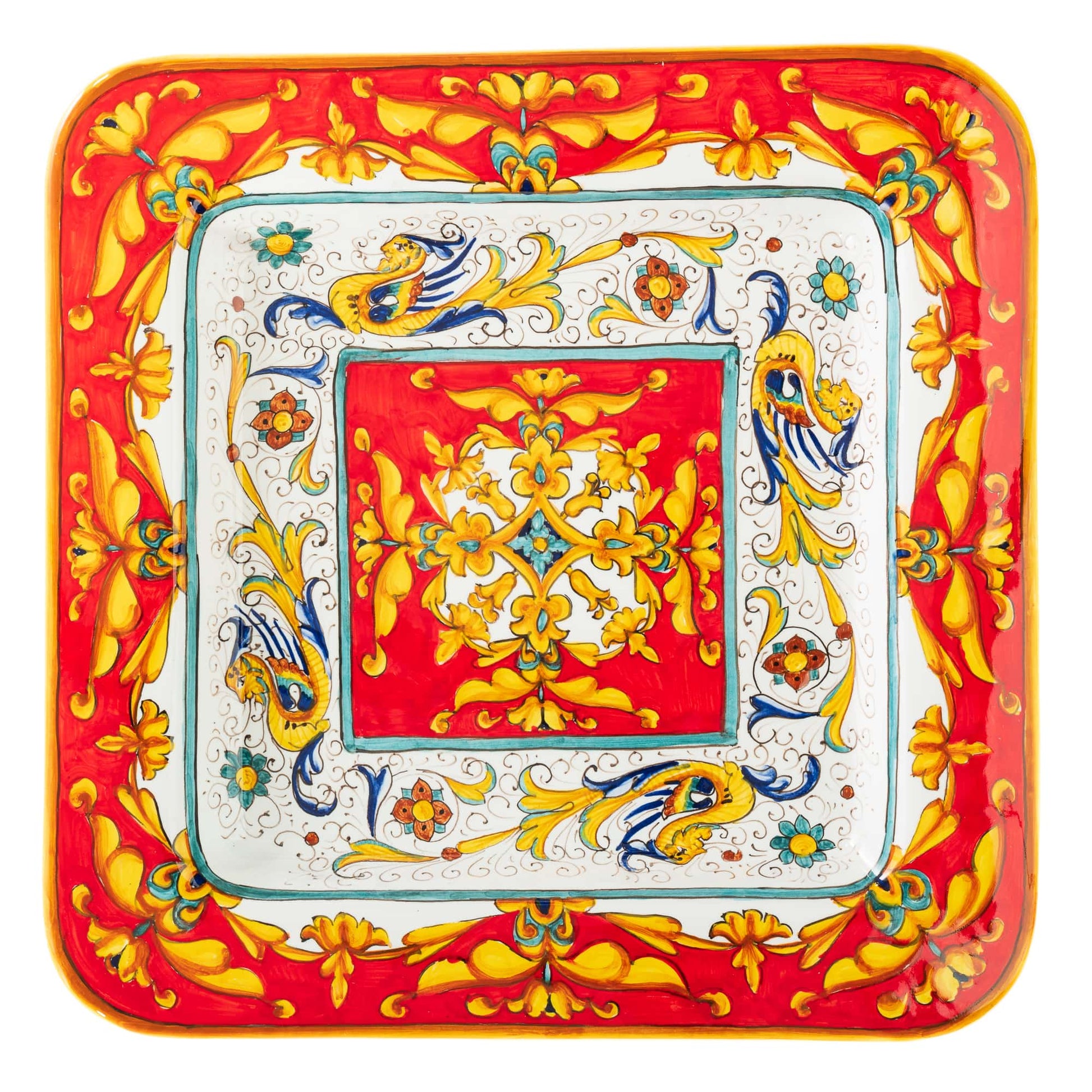 Pia Raffaellesco Vario Rosso Square Tray, ceramics, pottery, italian design, majolica, handmade, handcrafted, handpainted, home decor, kitchen art, home goods, deruta, majolica, Artisan, treasures, traditional art, modern art, gift ideas, style, SF, shop small business, artists, shop online, landmark store, legacy, one of a kind, limited edition, gift guide, gift shop, retail shop, decorations, shopping, italy, home staging, home decorating, home interiors