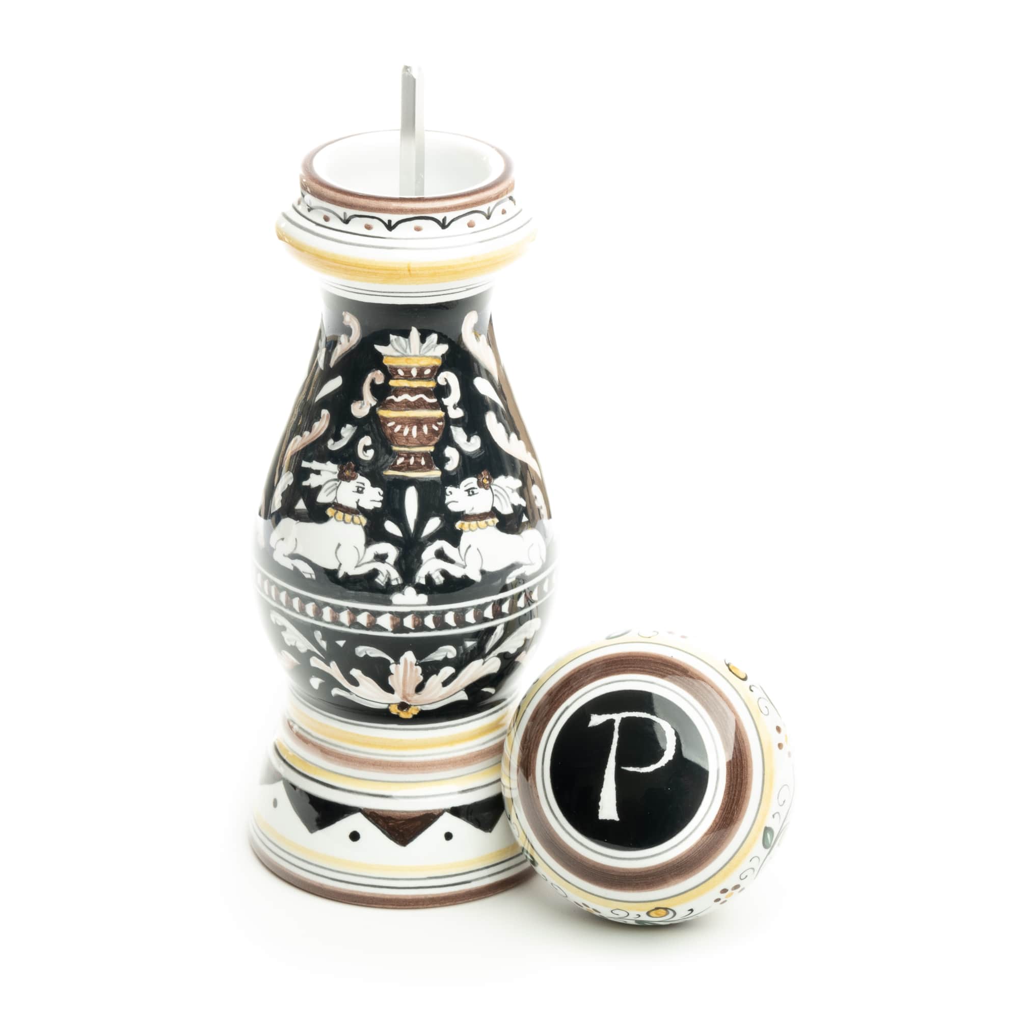 Siena - Pepper Grinder, ceramics, pottery, italian design, majolica, handmade, handcrafted, handpainted, home decor, kitchen art, home goods, deruta, majolica, Artisan, treasures, traditional art, modern art, gift ideas, style, SF, shop small business, artists, shop online, landmark store, legacy, one of a kind, limited edition, gift guide, gift shop, retail shop, decorations, shopping, italy, home staging, home decorating, home interiors