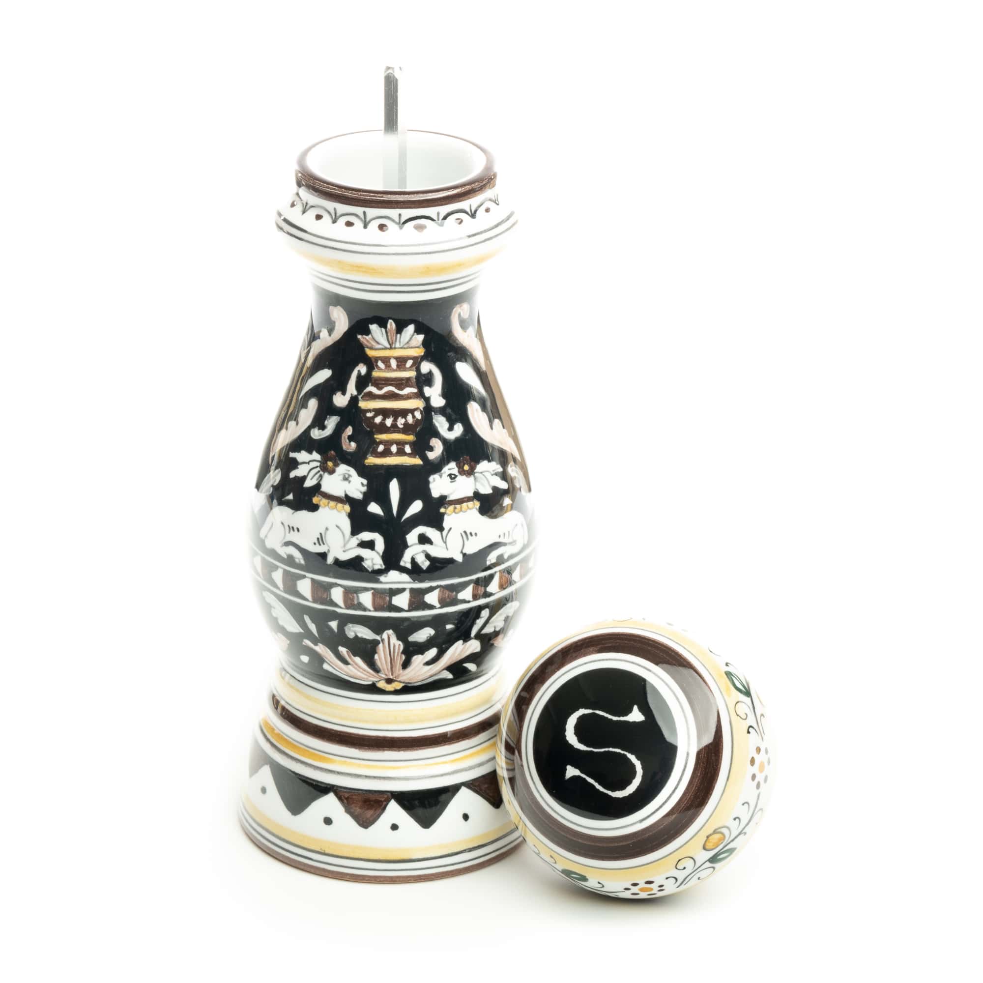 Siena - Salt Grinder, ceramics, pottery, italian design, majolica, handmade, handcrafted, handpainted, home decor, kitchen art, home goods, deruta, majolica, Artisan, treasures, traditional art, modern art, gift ideas, style, SF, shop small business, artists, shop online, landmark store, legacy, one of a kind, limited edition, gift guide, gift shop, retail shop, decorations, shopping, italy, home staging, home decorating, home interiors