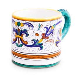 Ricco Deruta Mug, ceramics, pottery, italian design, majolica, handmade, handcrafted, handpainted, home decor, kitchen art, home goods, deruta, majolica, Artisan, treasures, traditional art, modern art, gift ideas, style, SF, shop small business, artists, shop online, landmark store, legacy, one of a kind, limited edition, gift guide, gift shop, retail shop, decorations, shopping, italy, home staging, home decorating, home interiors