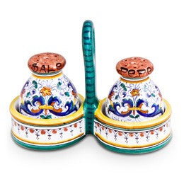 Ricco Deruta Salt & Pepper Set, ceramics, pottery, italian design, majolica, handmade, handcrafted, handpainted, home decor, kitchen art, home goods, deruta, majolica, Artisan, treasures, traditional art, modern art, gift ideas, style, SF, shop small business, artists, shop online, landmark store, legacy, one of a kind, limited edition, gift guide, gift shop, retail shop, decorations, shopping, italy, home staging, home decorating, home interiors