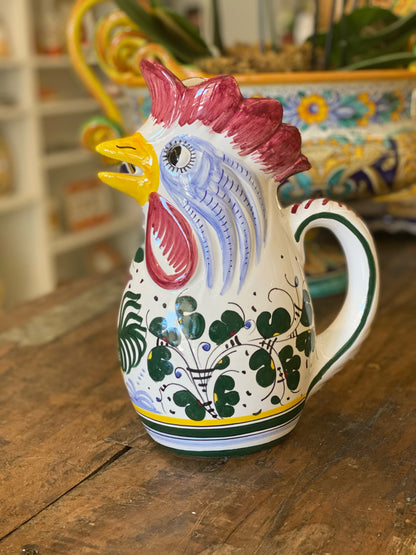 Trio of Rooster Pitchers, ceramics, pottery, italian design, majolica, handmade, handcrafted, handpainted, home decor, kitchen art, home goods, deruta, majolica, Artisan, treasures, traditional art, modern art, gift ideas, style, SF, shop small business, artists, shop online, landmark store, legacy, one of a kind, limited edition, gift guide, gift shop, retail shop, decorations, shopping, italy, home staging, home decorating, home interiors