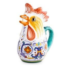 Trio of Rooster Pitchers, ceramics, pottery, italian design, majolica, handmade, handcrafted, handpainted, home decor, kitchen art, home goods, deruta, majolica, Artisan, treasures, traditional art, modern art, gift ideas, style, SF, shop small business, artists, shop online, landmark store, legacy, one of a kind, limited edition, gift guide, gift shop, retail shop, decorations, shopping, italy, home staging, home decorating, home interiors