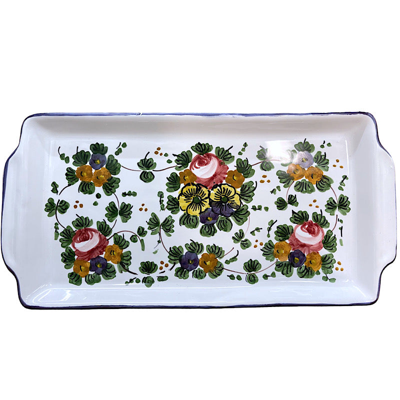 Rosa Tray - Rectangular, Large, ceramics, pottery, italian design, majolica, handmade, handcrafted, handpainted, home decor, kitchen art, home goods, deruta, majolica, Artisan, treasures, traditional art, modern art, gift ideas, style, SF, shop small business, artists, shop online, landmark store, legacy, one of a kind, limited edition, gift guide, gift shop, retail shop, decorations, shopping, italy, home staging, home decorating, home interiors