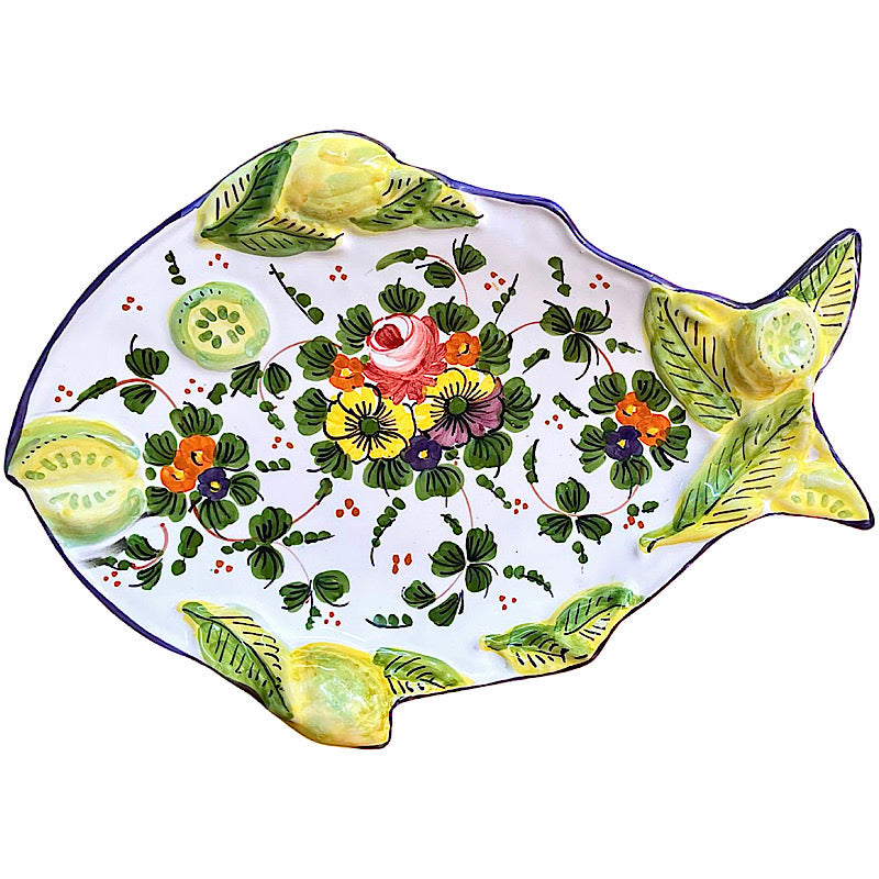 Rosa Plate - Fish, ceramics, pottery, italian design, majolica, handmade, handcrafted, handpainted, home decor, kitchen art, home goods, deruta, majolica, Artisan, treasures, traditional art, modern art, gift ideas, style, SF, shop small business, artists, shop online, landmark store, legacy, one of a kind, limited edition, gift guide, gift shop, retail shop, decorations, shopping, italy, home staging, home decorating, home interiors