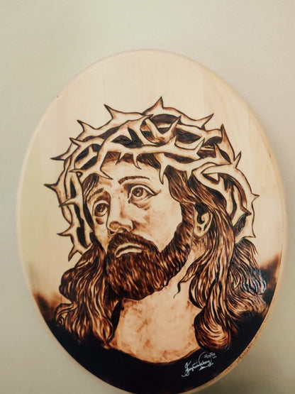 Face of Jesus with Thorn Crown in Pyrography | PRE-ORDER