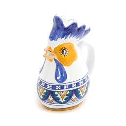 Bordato Rooster Pitcher, 1/4 Qt., ceramics, pottery, italian design, majolica, handmade, handcrafted, handpainted, home decor, kitchen art, home goods, deruta, majolica, Artisan, treasures, traditional art, modern art, gift ideas, style, SF, shop small business, artists, shop online, landmark store, legacy, one of a kind, limited edition, gift guide, gift shop, retail shop, decorations, shopping, italy, home staging, home decorating, home interiors