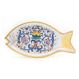 Ricco Deruta Fish Platter - 18"L, ceramics, pottery, italian design, majolica, handmade, handcrafted, handpainted, home decor, kitchen art, home goods, deruta, majolica, Artisan, treasures, traditional art, modern art, gift ideas, style, SF, shop small business, artists, shop online, landmark store, legacy, one of a kind, limited edition, gift guide, gift shop, retail shop, decorations, shopping, italy, home staging, home decorating, home interiors