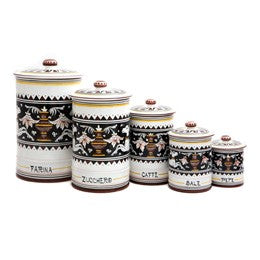 Siena Canister Set, ceramics, pottery, italian design, majolica, handmade, handcrafted, handpainted, home decor, kitchen art, home goods, deruta, majolica, Artisan, treasures, traditional art, modern art, gift ideas, style, SF, shop small business, artists, shop online, landmark store, legacy, one of a kind, limited edition, gift guide, gift shop, retail shop, decorations, shopping, italy, home staging, home decorating, home interiors