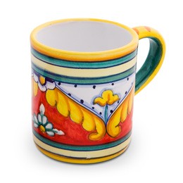 Ricamo Rosso Pia's Mug, Large, ceramics, pottery, italian design, majolica, handmade, handcrafted, handpainted, home decor, kitchen art, home goods, deruta, majolica, Artisan, treasures, traditional art, modern art, gift ideas, style, SF, shop small business, artists, shop online, landmark store, legacy, one of a kind, limited edition, gift guide, gift shop, retail shop, decorations, shopping, italy, home staging, home decorating, home interiors
