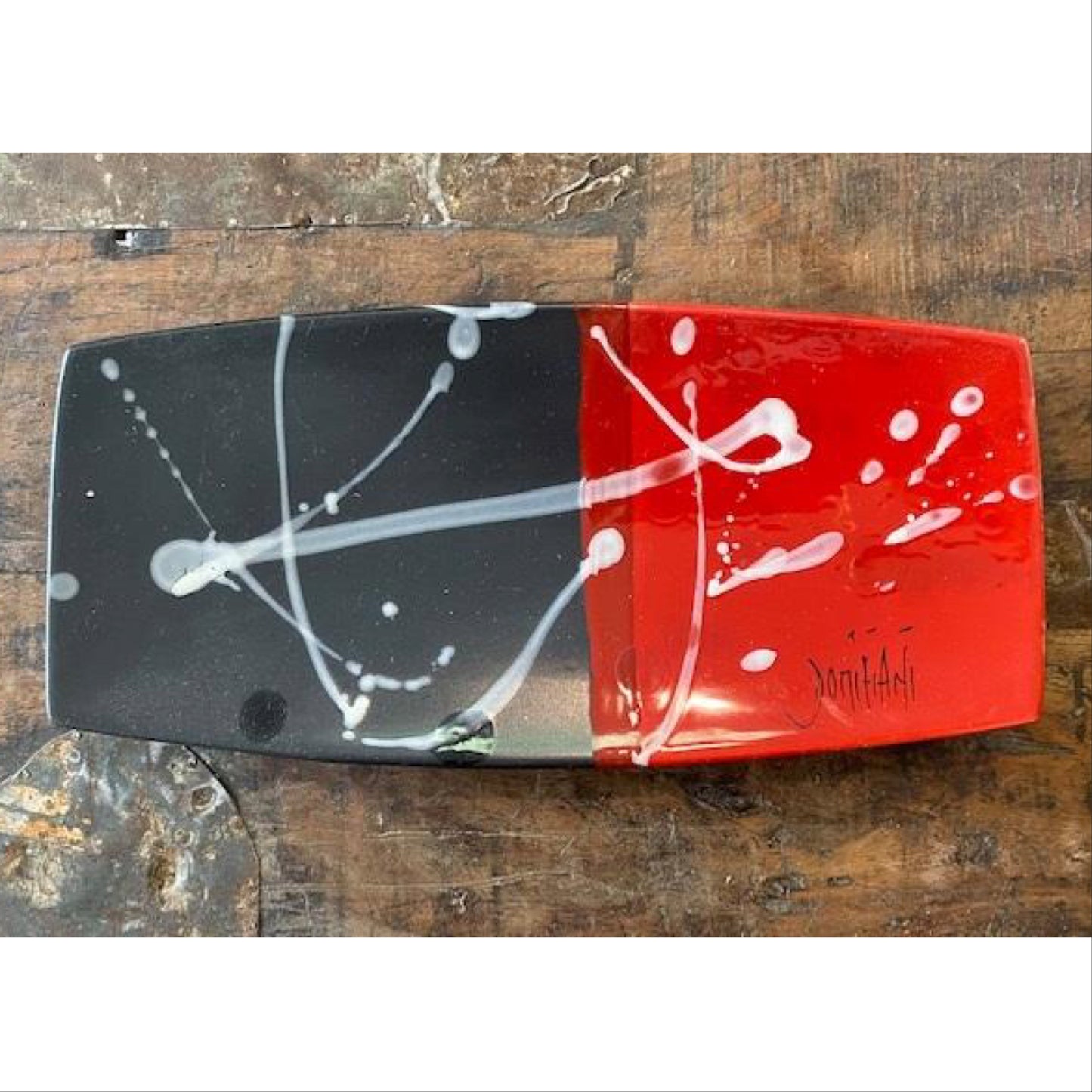 Domiziani Rectangular Sushi Tray COD 13 Black & Red, ceramics, pottery, italian design, majolica, handmade, handcrafted, handpainted, home decor, kitchen art, home goods, deruta, majolica, Artisan, treasures, traditional art, modern art, gift ideas, style, SF, shop small business, artists, shop online, landmark store, legacy, one of a kind, limited edition, gift guide, gift shop, retail shop, decorations, shopping, italy, home staging, home decorating, home interiors