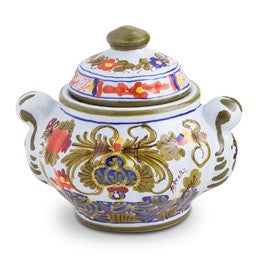 Blue Carnation Sugar Bowl, ceramics, pottery, italian design, majolica, handmade, handcrafted, handpainted, home decor, kitchen art, home goods, deruta, majolica, Artisan, treasures, traditional art, modern art, gift ideas, style, SF, shop small business, artists, shop online, landmark store, legacy, one of a kind, limited edition, gift guide, gift shop, retail shop, decorations, shopping, italy, home staging, home decorating, home interiors