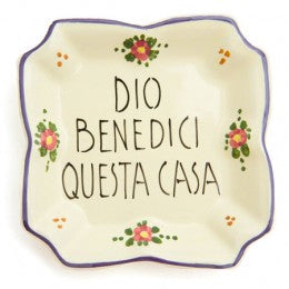 Italian Proverb Tray 08: God bless this house., ceramics, pottery, italian design, majolica, handmade, handcrafted, handpainted, home decor, kitchen art, home goods, deruta, majolica, Artisan, treasures, traditional art, modern art, gift ideas, style, SF, shop small business, artists, shop online, landmark store, legacy, one of a kind, limited edition, gift guide, gift shop, retail shop, decorations, shopping, italy, home staging, home decorating, home interiors