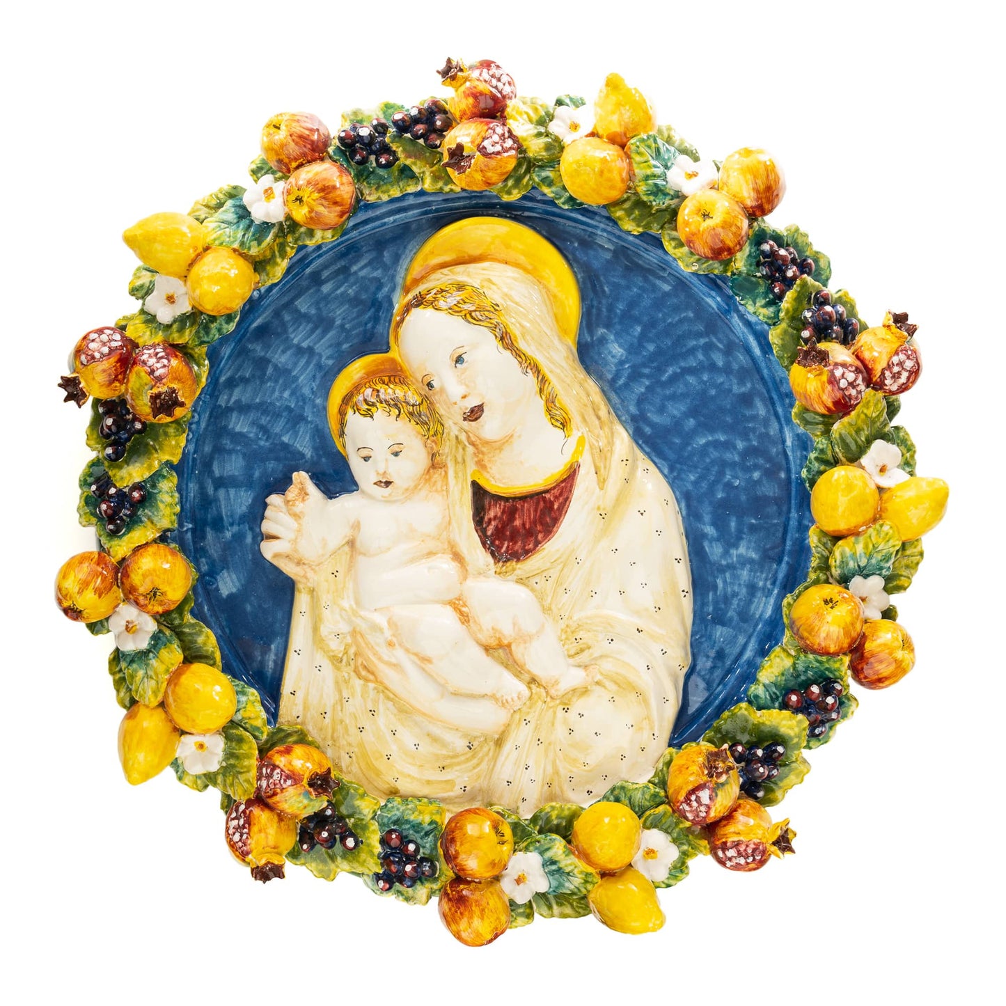 Ceramic D'Arte di Ammannati Della Robbia Madonna, ceramics, pottery, italian design, majolica, handmade, handcrafted, handpainted, home decor, kitchen art, home goods, deruta, majolica, Artisan, treasures, traditional art, modern art, gift ideas, style, SF, shop small business, artists, shop online, landmark store, legacy, one of a kind, limited edition, gift guide, gift shop, retail shop, decorations, shopping, italy, home staging, home decorating, home interiors