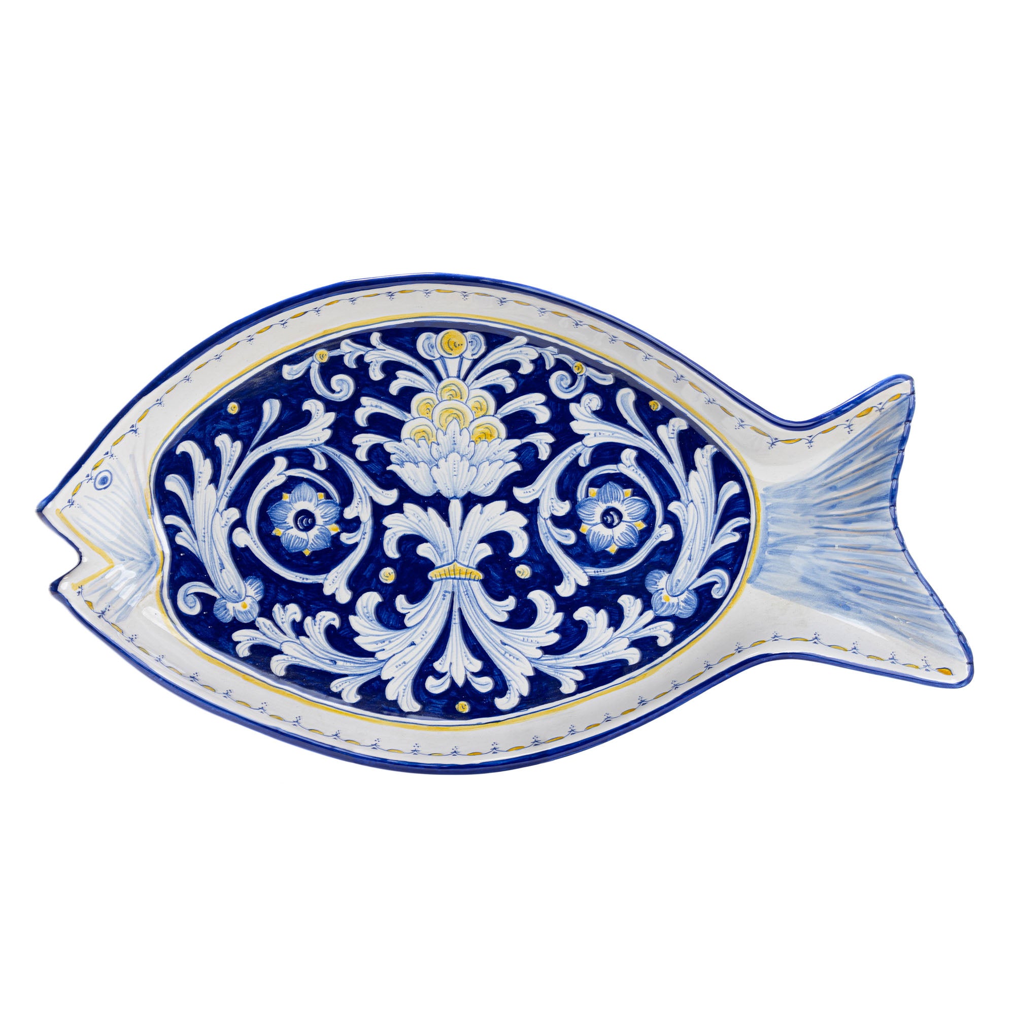 Buy Antico Deruta: Fish Platter, 18 L at Biordi Art Imports