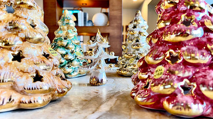 Real Gold & Corian Christmas Tree Light, ceramics, pottery, italian design, majolica, handmade, handcrafted, handpainted, home decor, kitchen art, home goods, deruta, majolica, Artisan, treasures, traditional art, modern art, gift ideas, style, SF, shop small business, artists, shop online, landmark store, legacy, one of a kind, limited edition, gift guide, gift shop, retail shop, decorations, shopping, italy, home staging, home decorating, home interiors