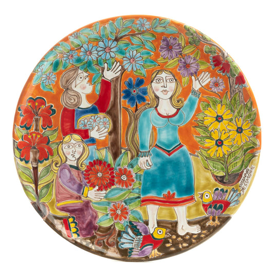 Flower Power Round Ceramic Plate