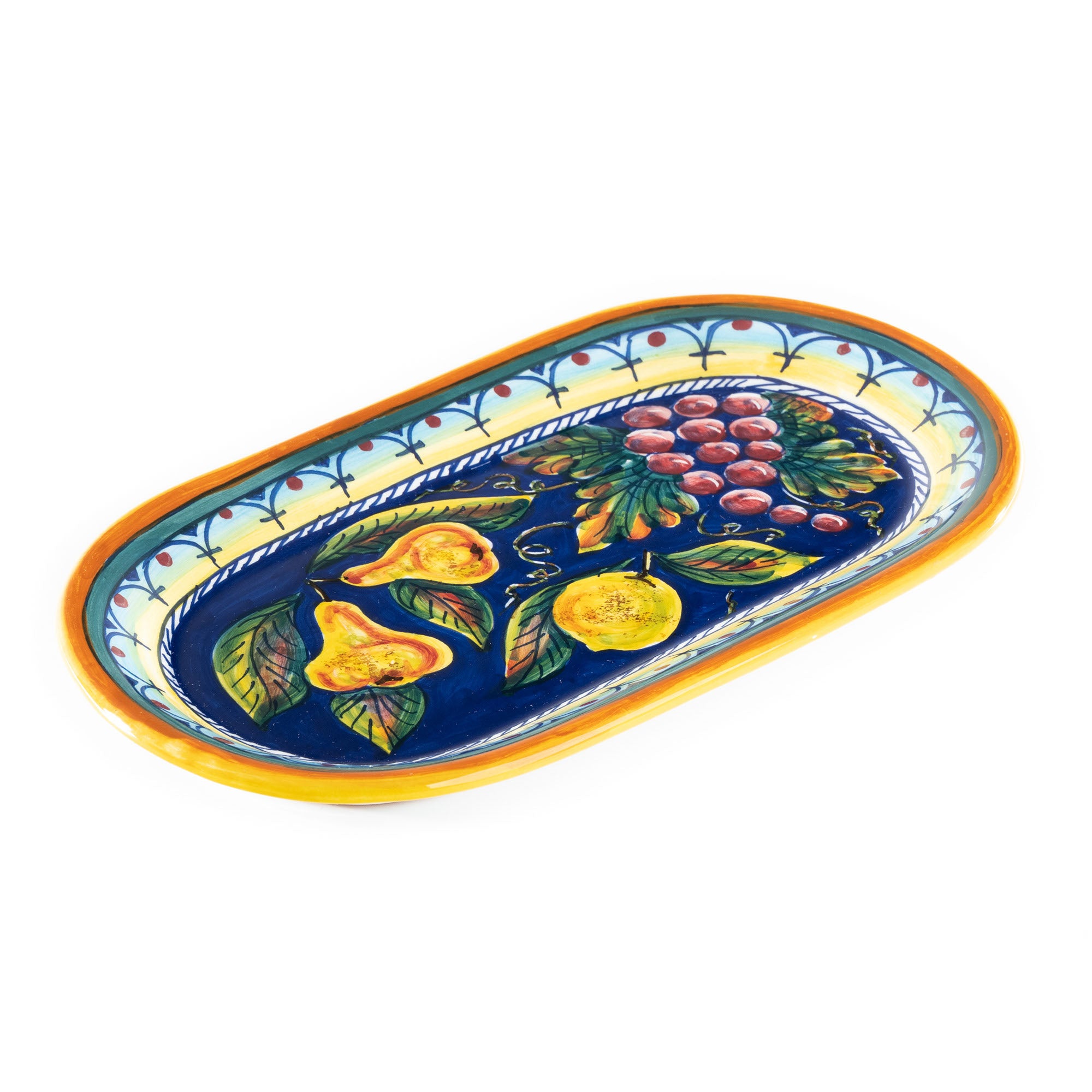 Collectible Majolica Oval Tray B-57, ceramics, pottery, italian design, majolica, handmade, handcrafted, handpainted, home decor, kitchen art, home goods, deruta, majolica, Artisan, treasures, traditional art, modern art, gift ideas, style, SF, shop small business, artists, shop online, landmark store, legacy, one of a kind, limited edition, gift guide, gift shop, retail shop, decorations, shopping, italy, home staging, home decorating, home interiors