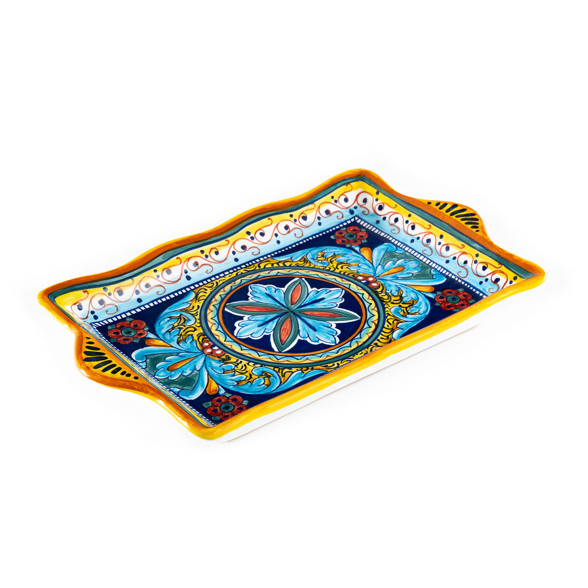 Collectible Majolica Rectangular Tray B-64, ceramics, pottery, italian design, majolica, handmade, handcrafted, handpainted, home decor, kitchen art, home goods, deruta, majolica, Artisan, treasures, traditional art, modern art, gift ideas, style, SF, shop small business, artists, shop online, landmark store, legacy, one of a kind, limited edition, gift guide, gift shop, retail shop, decorations, shopping, italy, home staging, home decorating, home interiors