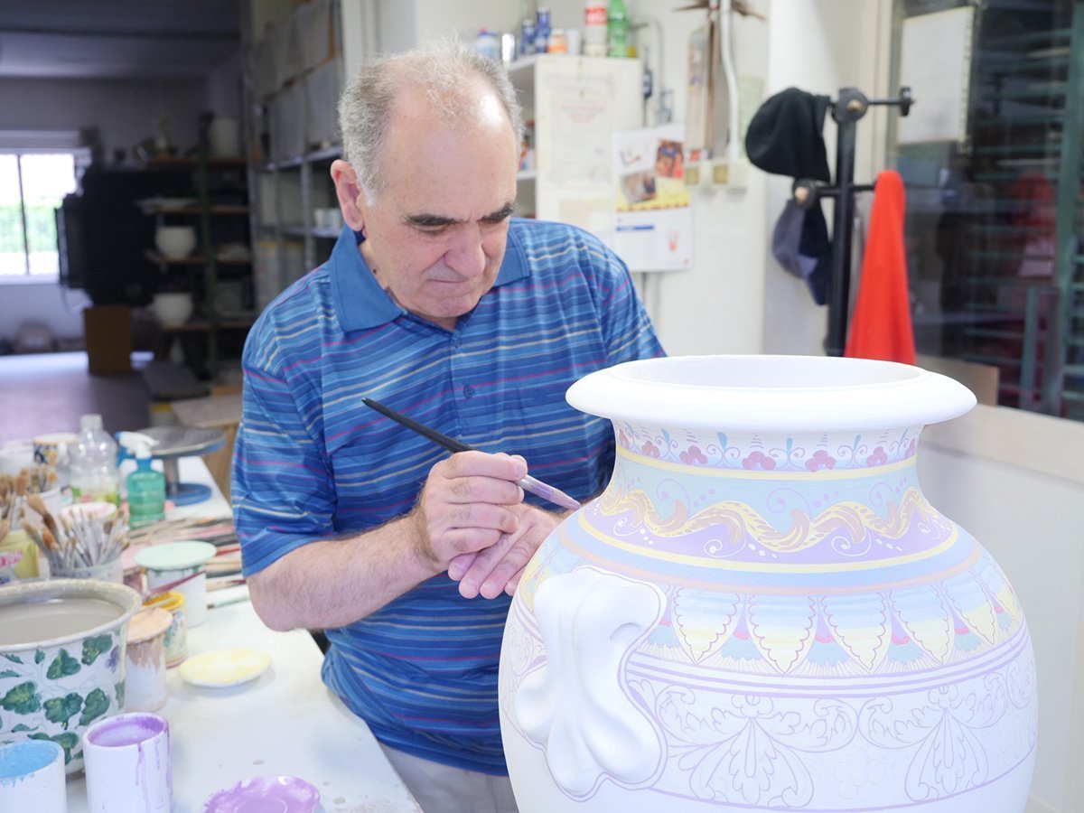 Collectible Majolica Utensil Holder B-57 with Lion Mask, ceramics, pottery, italian design, majolica, handmade, handcrafted, handpainted, home decor, kitchen art, home goods, deruta, majolica, Artisan, treasures, traditional art, modern art, gift ideas, style, SF, shop small business, artists, shop online, landmark store, legacy, one of a kind, limited edition, gift guide, gift shop, retail shop, decorations, shopping, italy, home staging, home decorating, home interiors