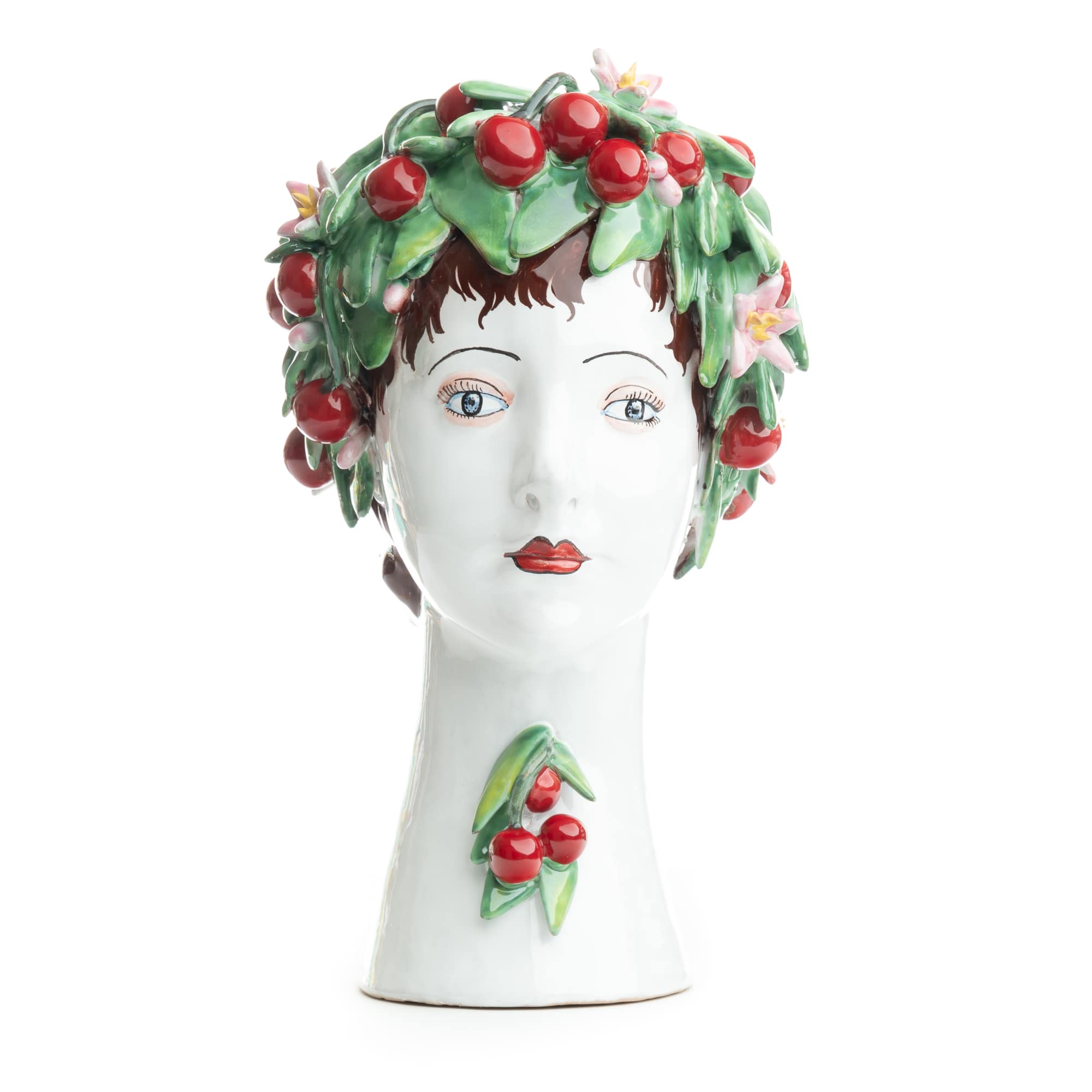 Ceramiche D'arte Dolfi Sculpture with Cherries, ceramics, pottery, italian design, majolica, handmade, handcrafted, handpainted, home decor, kitchen art, home goods, deruta, majolica, Artisan, treasures, traditional art, modern art, gift ideas, style, SF, shop small business, artists, shop online, landmark store, legacy, one of a kind, limited edition, gift guide, gift shop, retail shop, decorations, shopping, italy, home staging, home decorating, home interiors