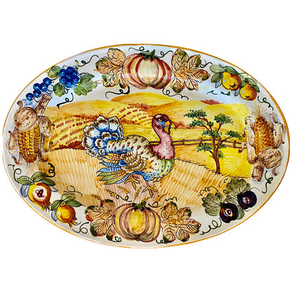 Limited Edition Oval Turkey Platter, Large, ceramics, pottery, italian design, majolica, handmade, handcrafted, handpainted, home decor, kitchen art, home goods, deruta, majolica, Artisan, treasures, traditional art, modern art, gift ideas, style, SF, shop small business, artists, shop online, landmark store, legacy, one of a kind, limited edition, gift guide, gift shop, retail shop, decorations, shopping, italy, home staging, home decorating, home interiors