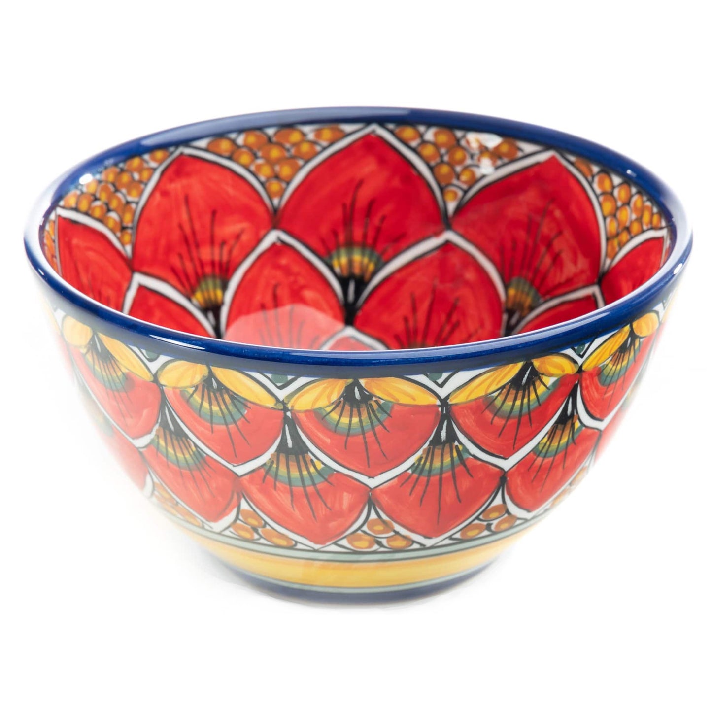 Geribi Cereal Bowl (PG04) Red Peacock Design, ceramics, pottery, italian design, majolica, handmade, handcrafted, handpainted, home decor, kitchen art, home goods, deruta, majolica, Artisan, treasures, traditional art, modern art, gift ideas, style, SF, shop small business, artists, shop online, landmark store, legacy, one of a kind, limited edition, gift guide, gift shop, retail shop, decorations, shopping, italy, home staging, home decorating, home interiors