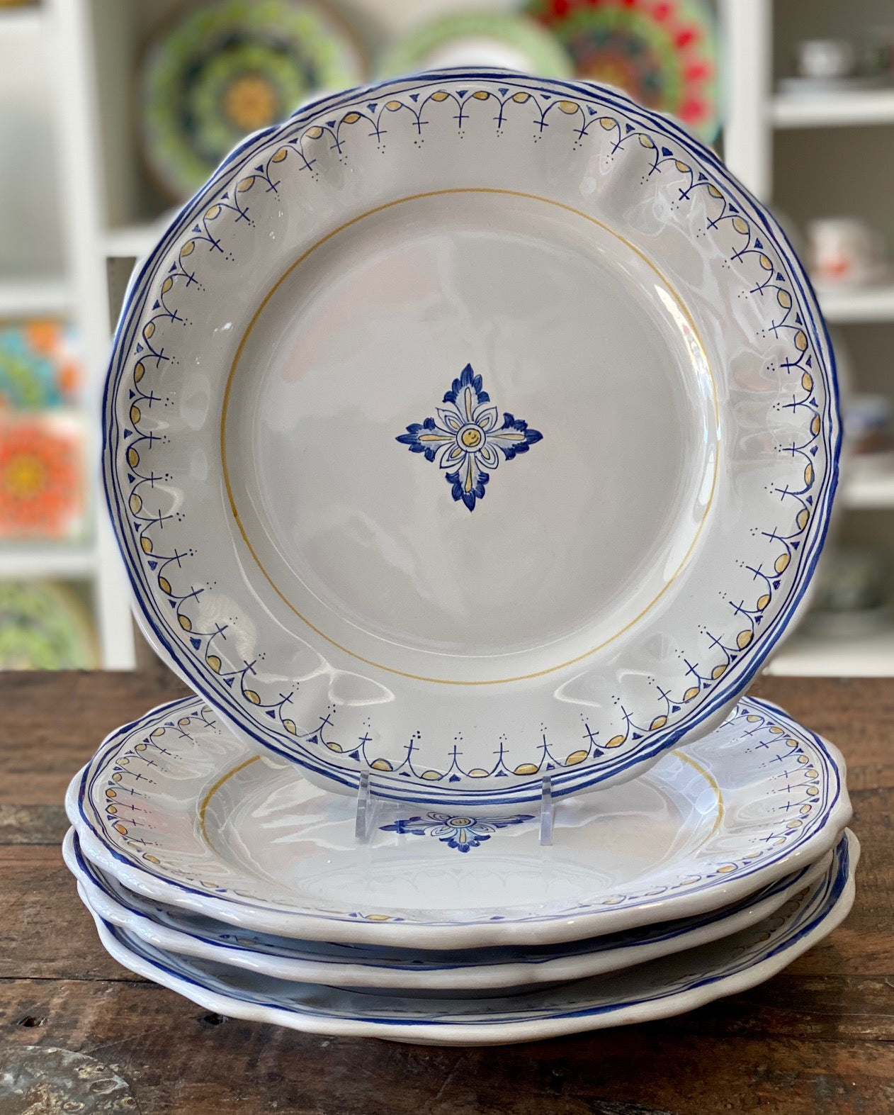 Antico Deruta Dinner Plate, Simplified - Set of 4, ceramics, pottery, italian design, majolica, handmade, handcrafted, handpainted, home decor, kitchen art, home goods, deruta, majolica, Artisan, treasures, traditional art, modern art, gift ideas, style, SF, shop small business, artists, shop online, landmark store, legacy, one of a kind, limited edition, gift guide, gift shop, retail shop, decorations, shopping, italy, home staging, home decorating, home interiors